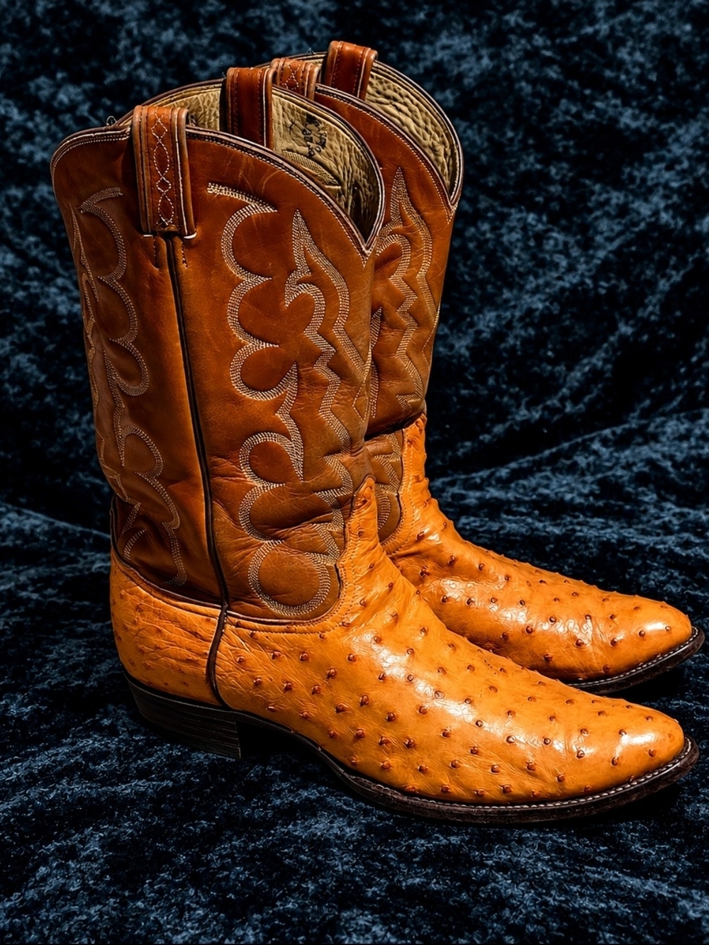Tony Lama Size 11.5D "EL REY" VINTAGE Full Quill Ostrich Leather Cowboy Boots